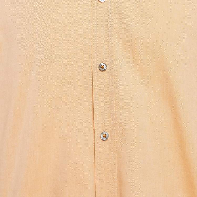 Pre Owned Boss By Hugo Boss Orange Cotton Button Front Shirt L