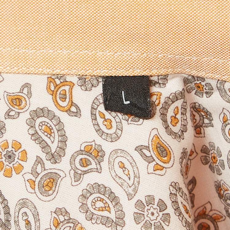 Pre Owned Boss By Hugo Boss Orange Cotton Button Front Shirt L