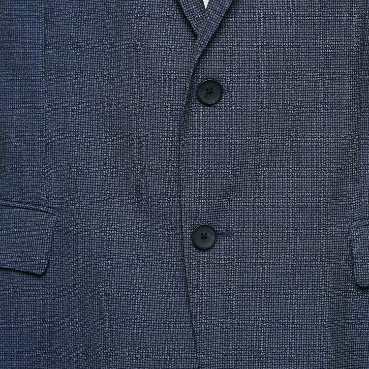 Pre Owned Boss By Hugo Boss Blue Patterned Virgin Wool Single Breasted Blazer S