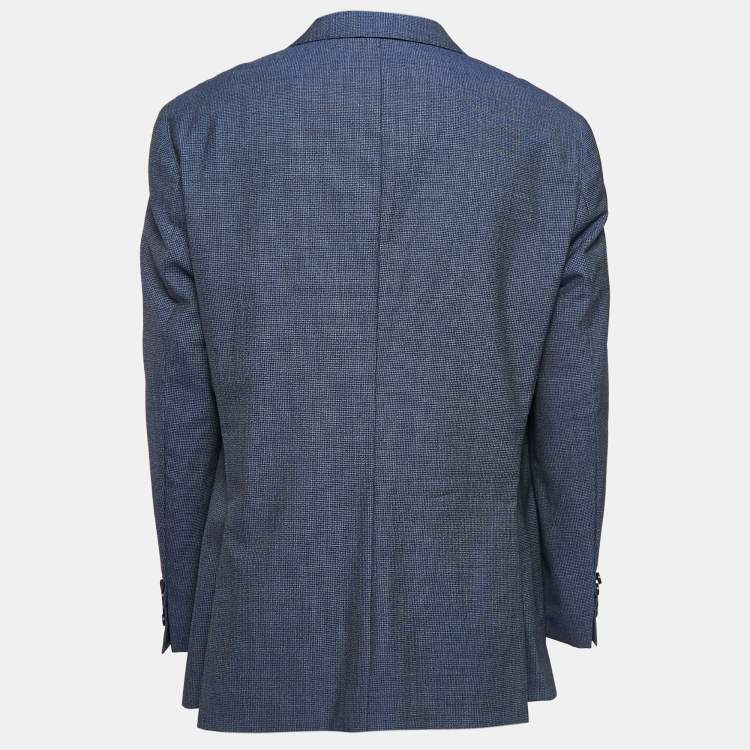 Pre Owned Boss By Hugo Boss Blue Patterned Virgin Wool Single Breasted Blazer S