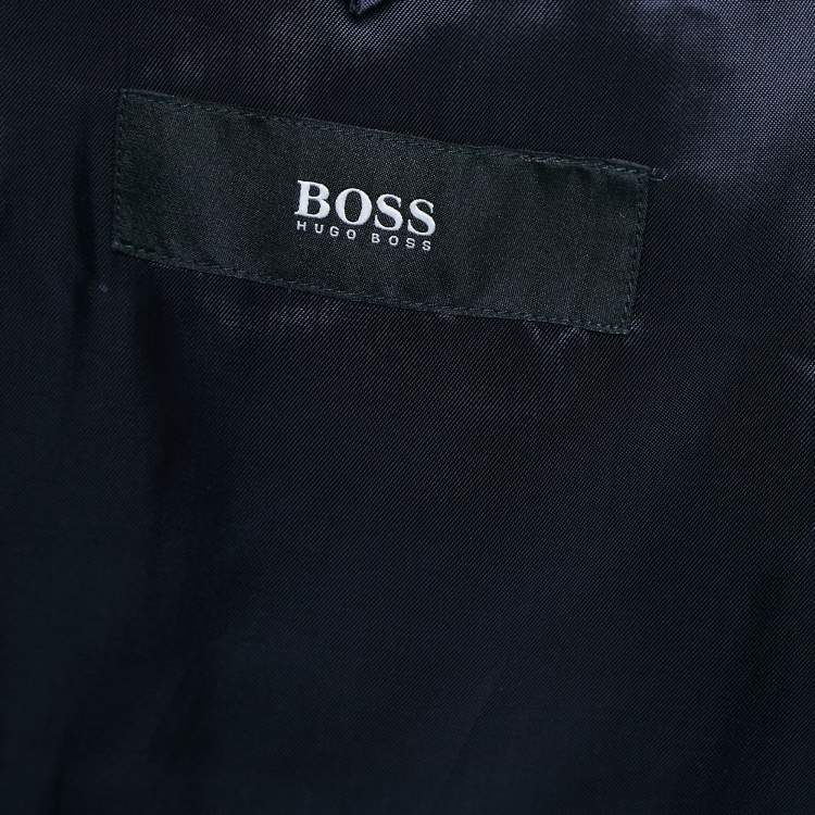 Pre Owned Boss By Hugo Boss Blue Patterned Virgin Wool Single Breasted Blazer S