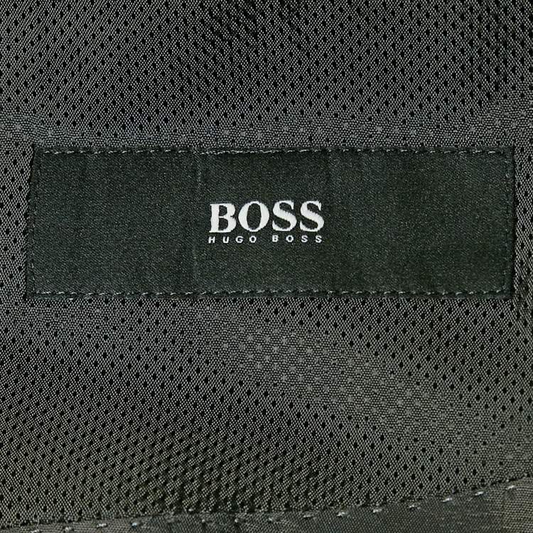 Pre Owned Boss By Hugo Boss Grey Patterned Virgin Wool Super 100 Blazer XL