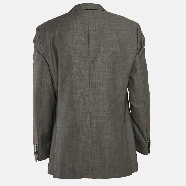 مملوكة مسبقًا Boss By Hugo Boss Grey Patterned Virgin Wool Blazer XL