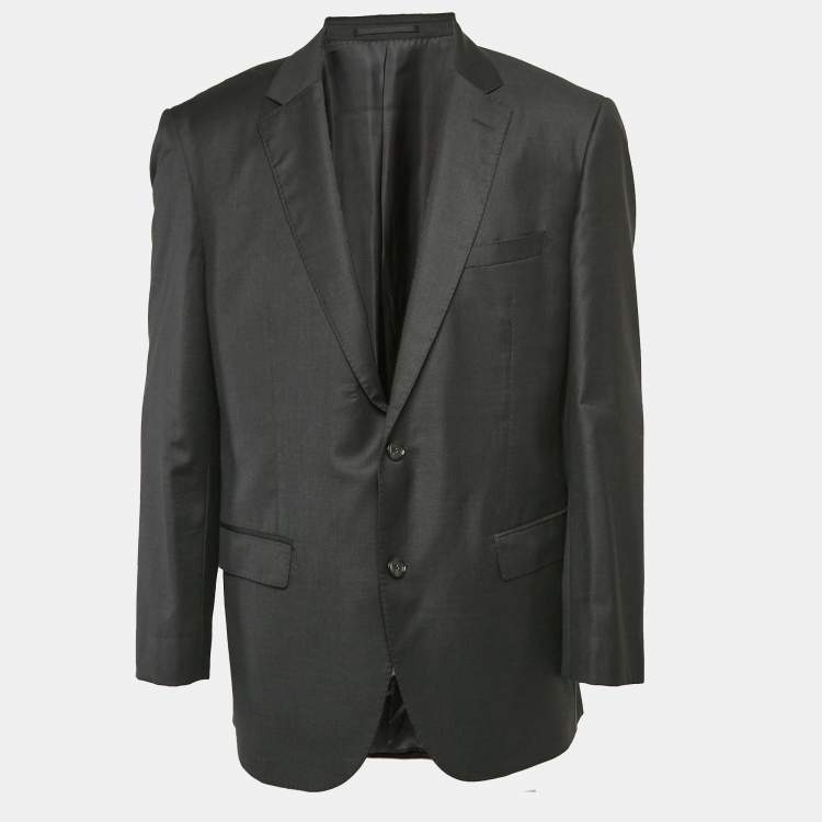 مملوكة مسبقًا Boss By Hugo Boss Black Virgin Wool Single Breasted Super 150 Blazer XXL