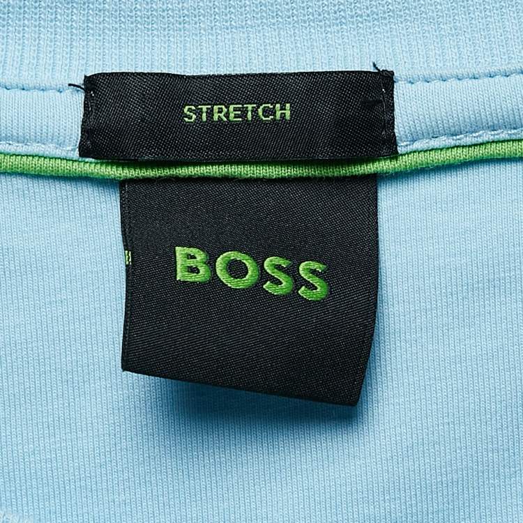 Pre Owned Boss By Hugo Boss Blue Logo Print Jersey Crew Neck T-Shirt XXL