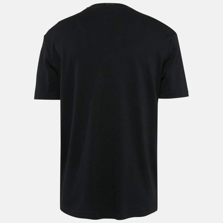 Pre Owned Boss By Hugo Boss Black Logo Print Jersey Crew Neck T-Shirt XL