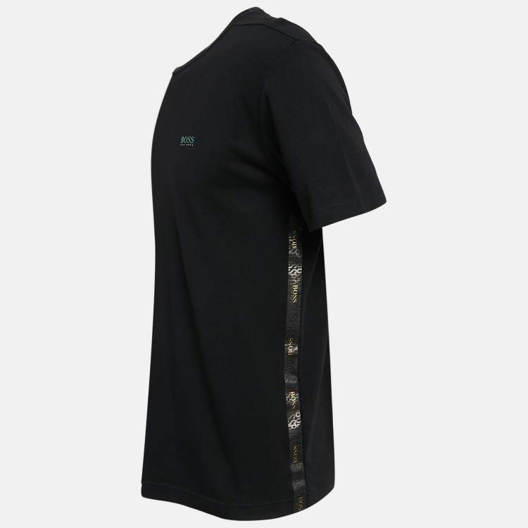 Pre Owned Boss By Hugo Boss Black Logo Print Jersey Crew Neck T-Shirt XL