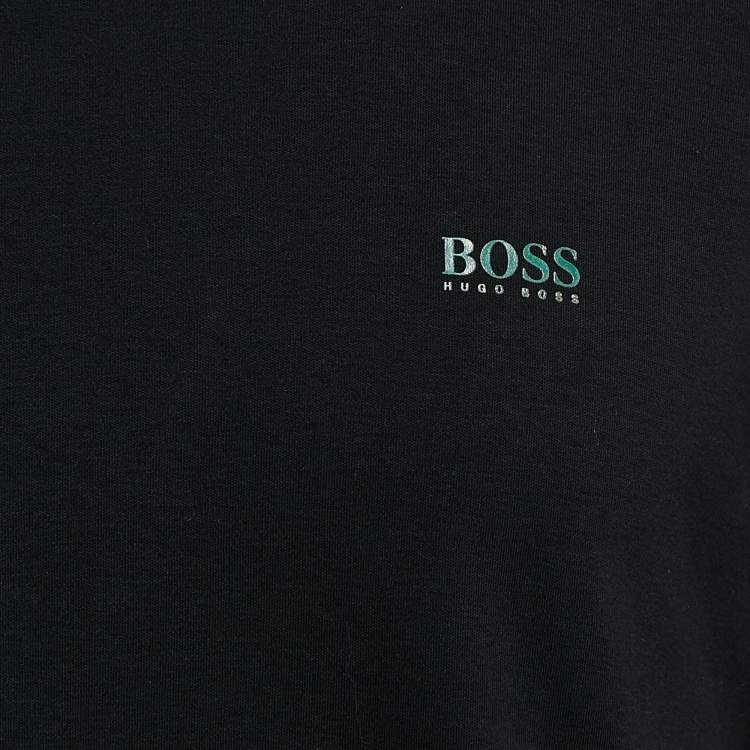 Pre Owned Boss By Hugo Boss Black Logo Print Jersey Crew Neck T-Shirt XL