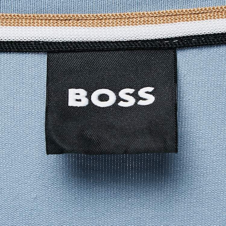 Pre Owned Boss By Hugo Boss Blue Logo Print Jersey Crew Neck T-Shirt XXL