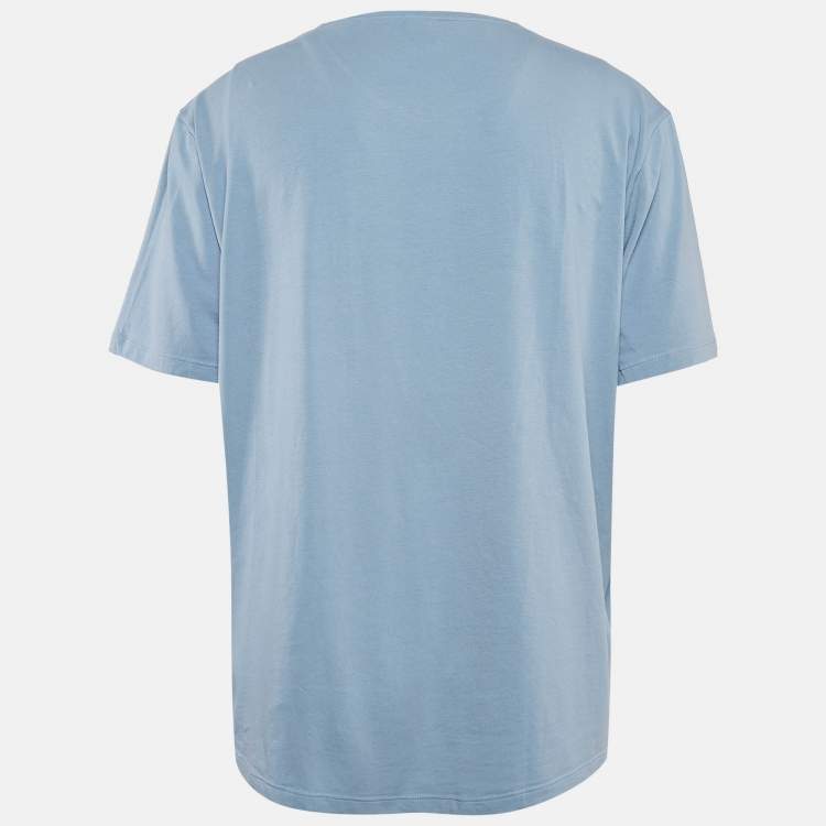Pre Owned Boss By Hugo Boss Blue Logo Print Jersey Crew Neck T-Shirt XXL