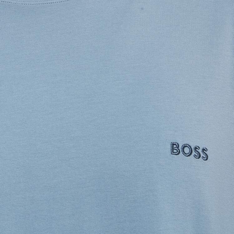 Pre Owned Boss By Hugo Boss Blue Logo Print Jersey Crew Neck T-Shirt XXL