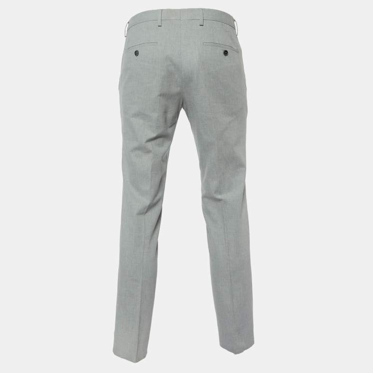 Pre Owned Boss By Hugo Boss Grey Herringbone Cotton Trousers S