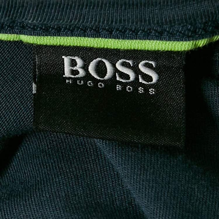 Pre Owned Boss By Hugo Boss Blue Logo Print Jersey T-Shirt XL