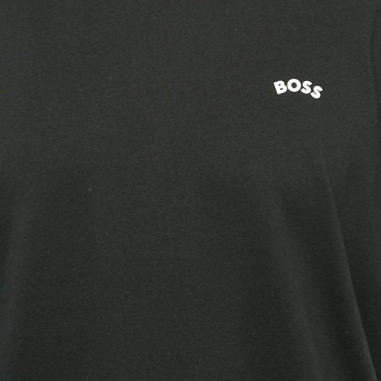 Pre Owned Boss By Hugo Boss Black Logo Print Jersey Crew Neck T-Shirt XL