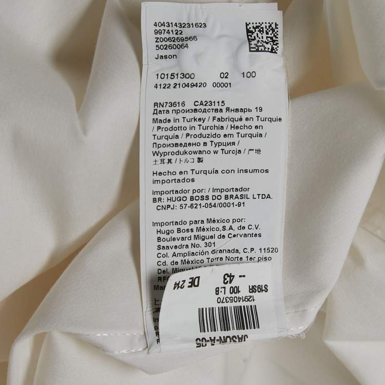 Pre Owned Boss By Hugo Boss White Cotton Slim Fit Shirt XXL