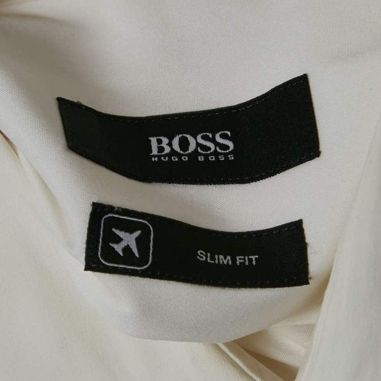 Pre Owned Boss By Hugo Boss White Cotton Slim Fit Shirt XXL