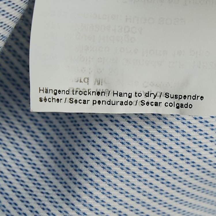 Pre Owned Boss By Hugo Boss Blue Striped Cotton Regular Fit Elliott Shirt L