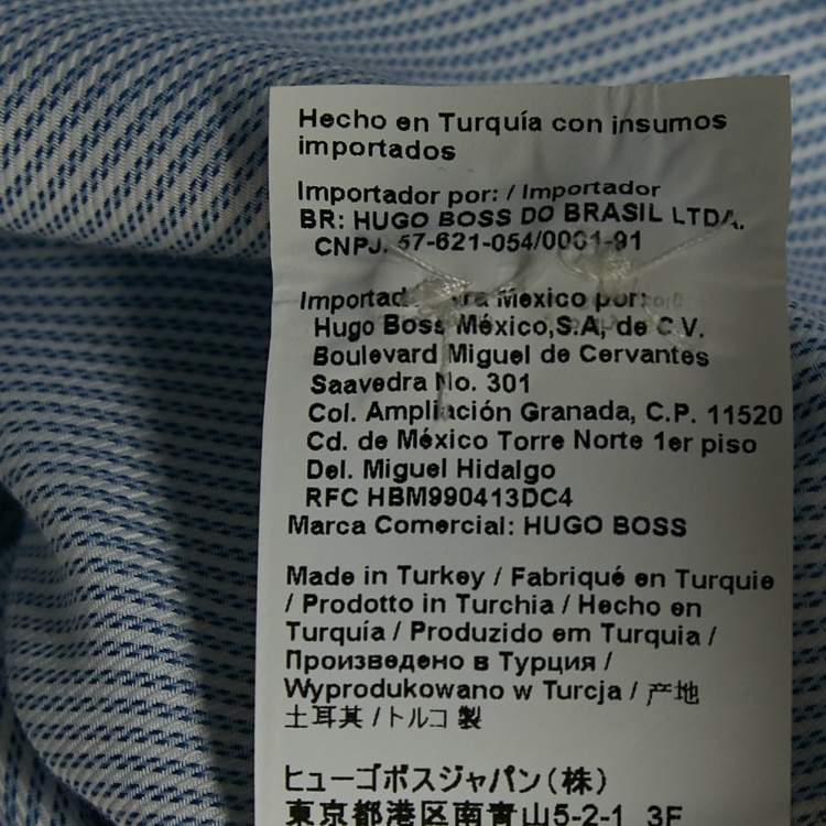 Pre Owned Boss By Hugo Boss Blue Striped Cotton Regular Fit Elliott Shirt L