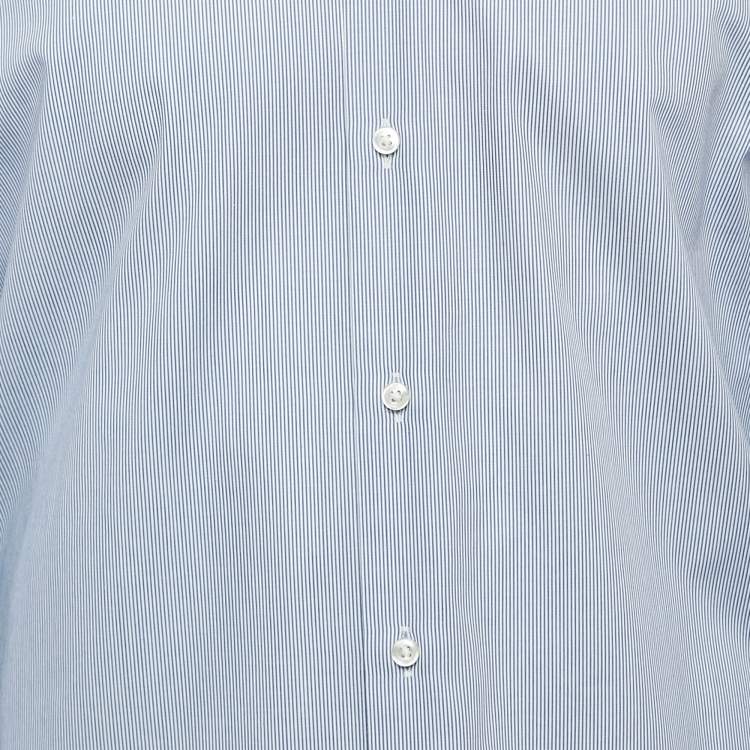 Pre Owned Boss By Hugo Boss Blue Striped Cotton Regular Fit Elliott Shirt L