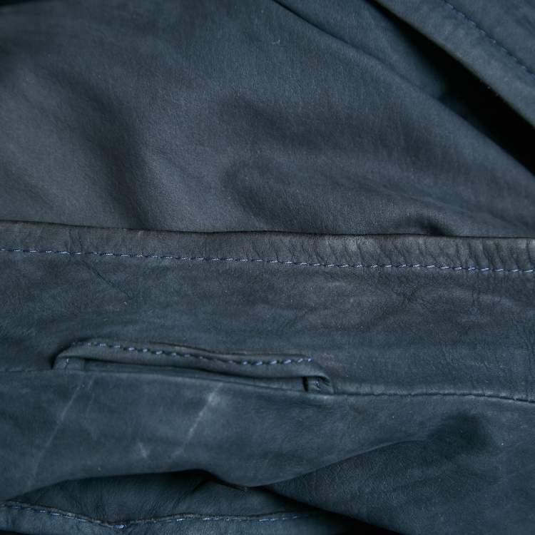 Pre Owned Boss By Hugo Boss Blue Suede Zip-Up Jacket XL