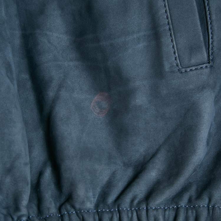 Pre Owned Boss By Hugo Boss Blue Suede Zip-Up Jacket XL