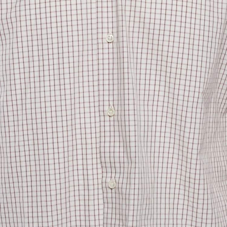Pre Owned Boss Selection By Hugo Boss White Checked Cotton Tobian Shirt M