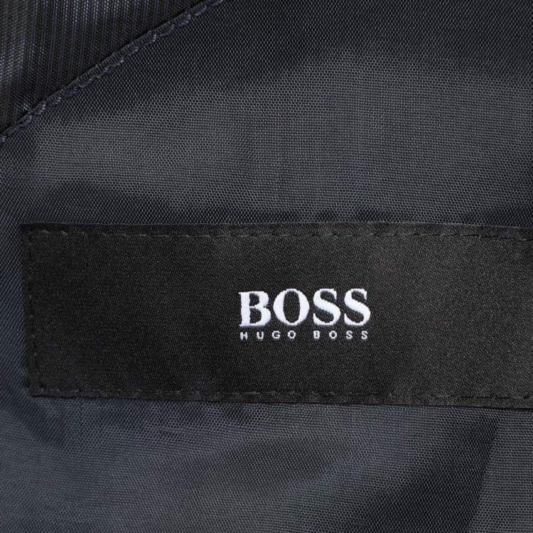 Pre Owned Boss By Hugo Boss Navy Blue Virgin Wool Suit L