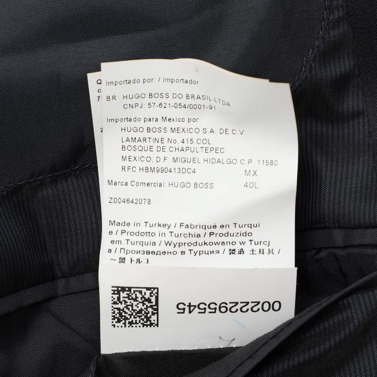 Pre Owned Boss By Hugo Boss Navy Blue Virgin Wool Suit L