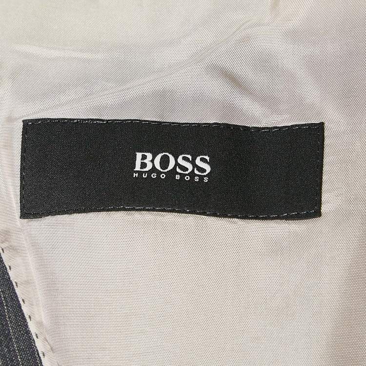 Pre Owned Boss By Hugo Boss Grey Pinstripe Wool Single Breasted Pants Suit S