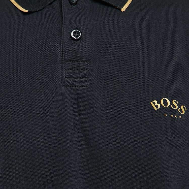 مملوكة مسبقًا Boss By Hugo Boss Navy Blue Pique Cotton Paul Curved Polo T-Shirt XXL
