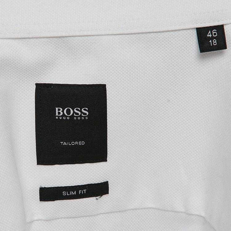 Pre Owned Boss By Hugo Boss White Cotton Tailored Slim Fit Formal Shirt 4XL