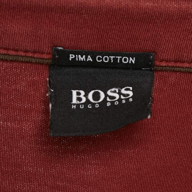 Pre Owned Boss by Hugo Boss Red Jersey Long Sleeve Polo T-Shirt L
