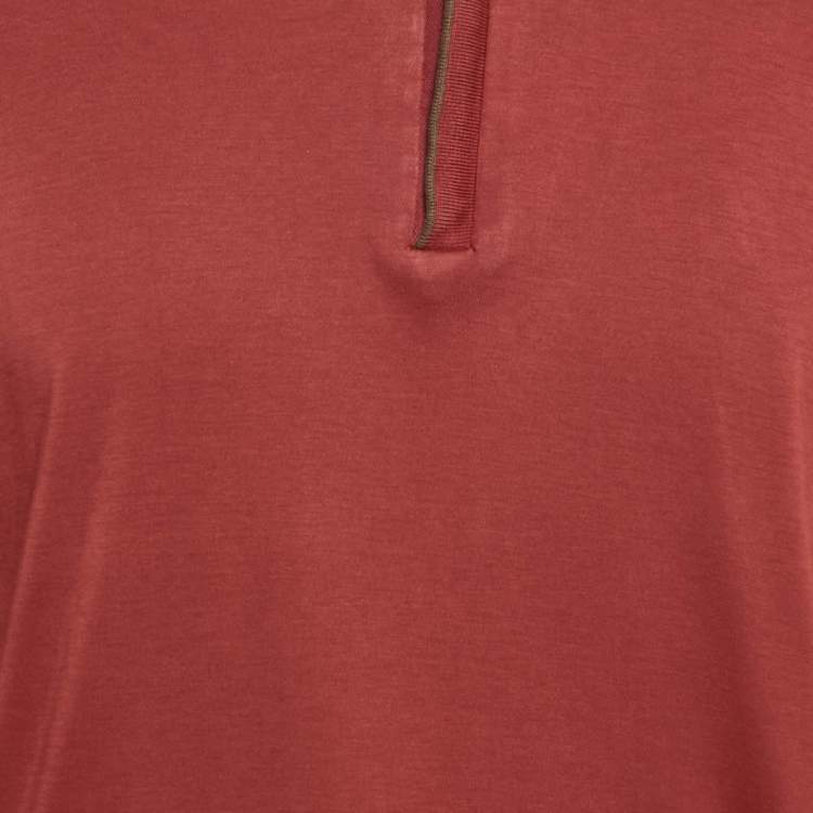 Pre Owned Boss by Hugo Boss Red Jersey Long Sleeve Polo T-Shirt L