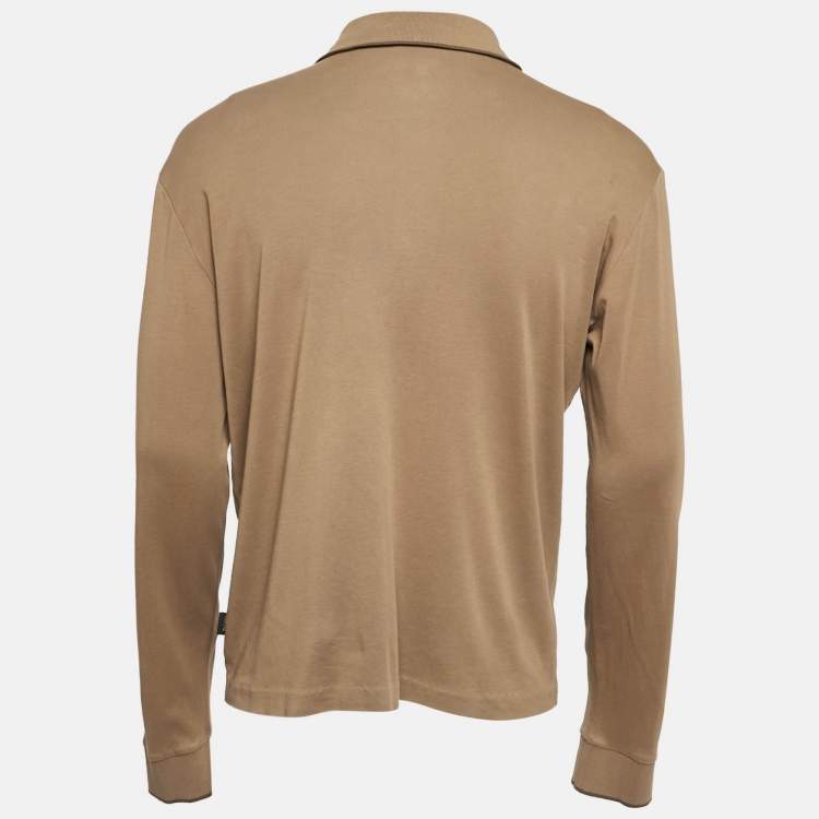 Pre Owned Hugo Boss Brown Jersey Long Sleeve Polo T-Shirt L