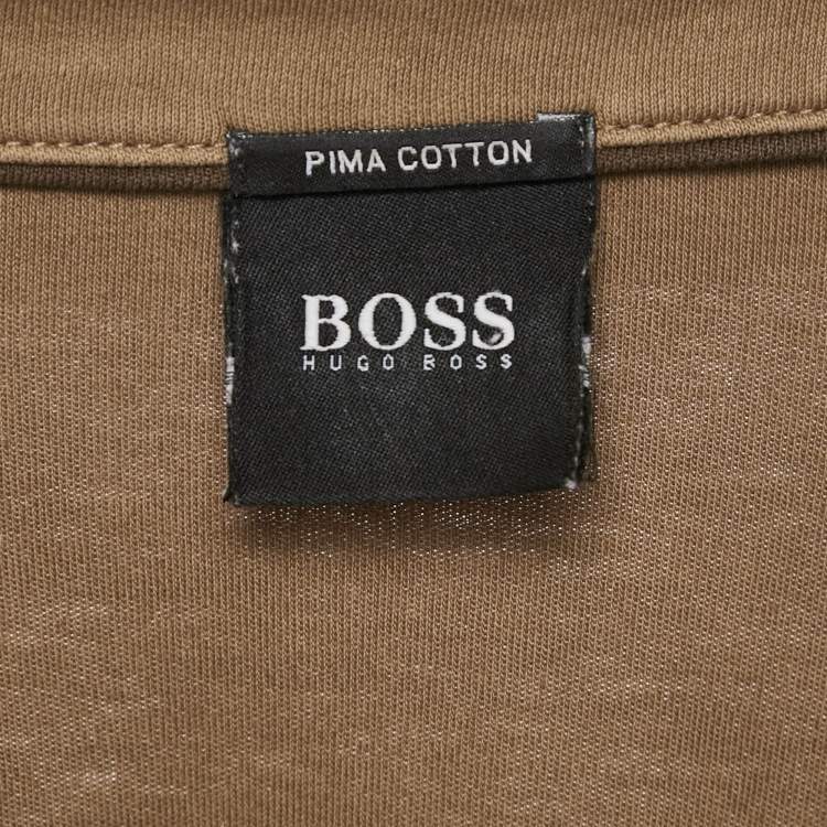 Pre Owned Hugo Boss Brown Jersey Long Sleeve Polo T-Shirt L