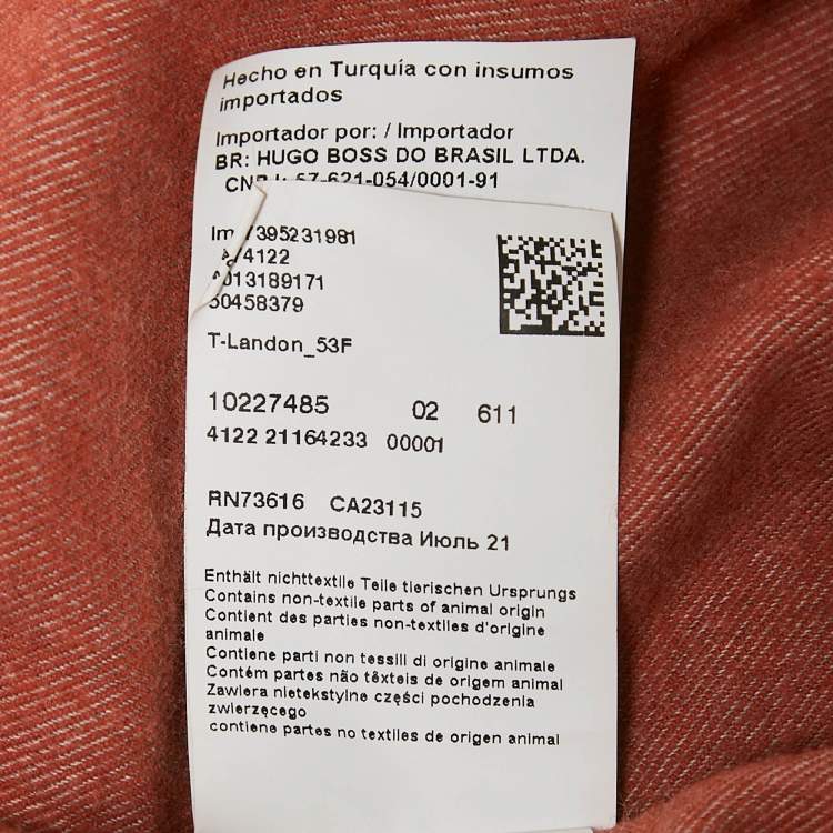 Pre Owned Boss By Hugo Boss Rustic Orange Cotton Tailored Shirt M