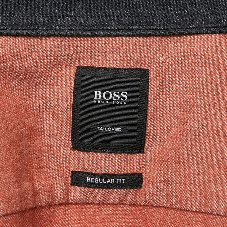 Pre Owned Boss By Hugo Boss Rustic Orange Cotton Tailored Shirt M