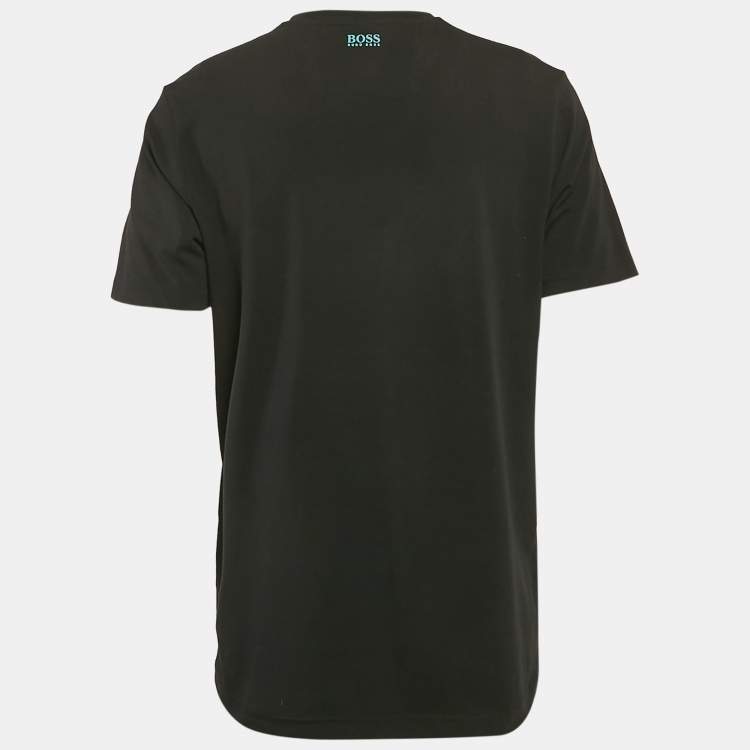 Pre Owned Boss By Hugo Boss Black Logo Print Cotton Crew Neck T-Shirt L