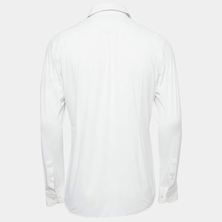 Pre Owned Boss by Hugo Boss White Jersey Button Front Shirt M