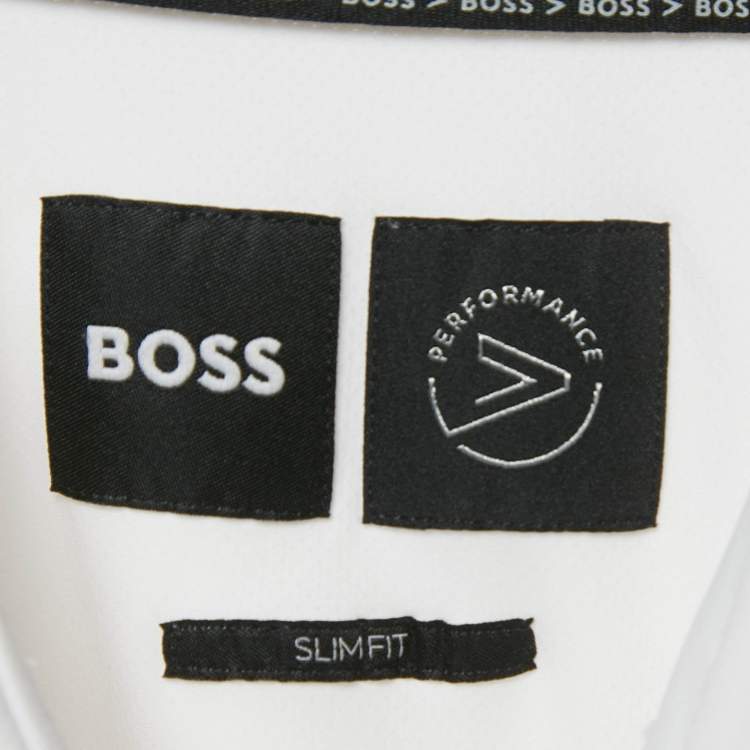 Pre Owned Boss by Hugo Boss White Jersey Button Front Shirt M