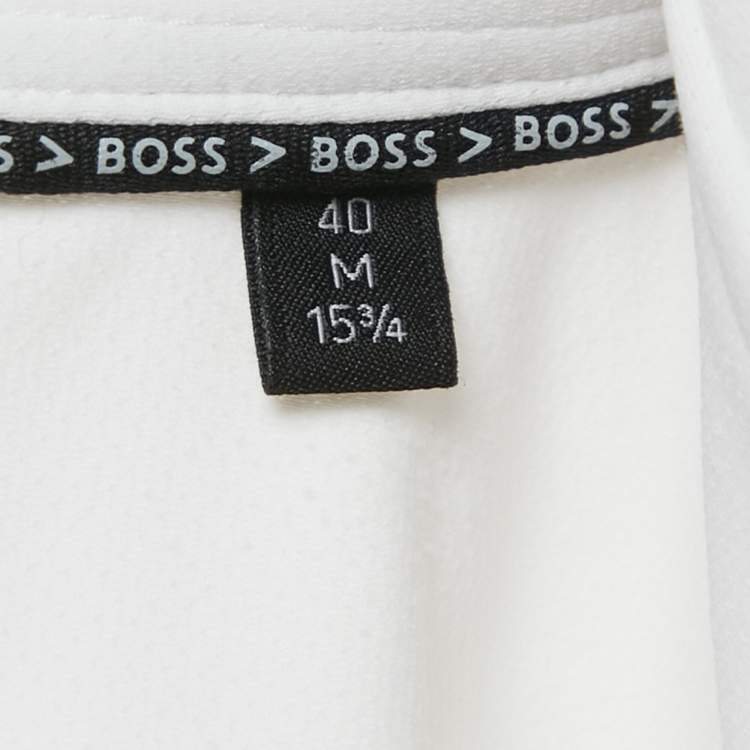 Pre Owned Boss By Hugo Boss White Jersey Button Front Shirt M
