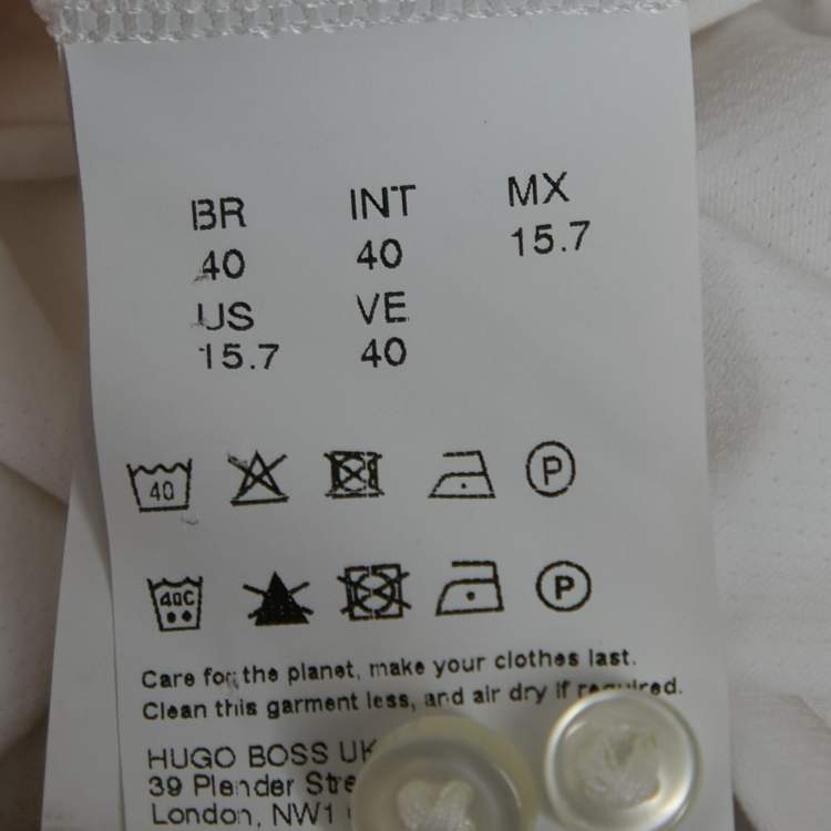 Pre Owned Boss By Hugo Boss White Jersey Button Front Shirt M