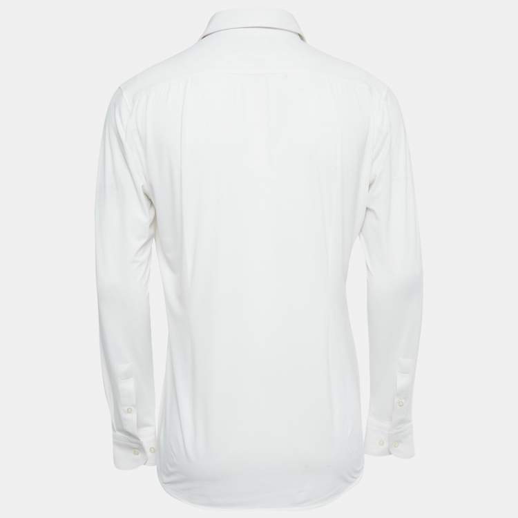 Pre Owned Boss By Hugo Boss White Jersey Button Front Shirt M