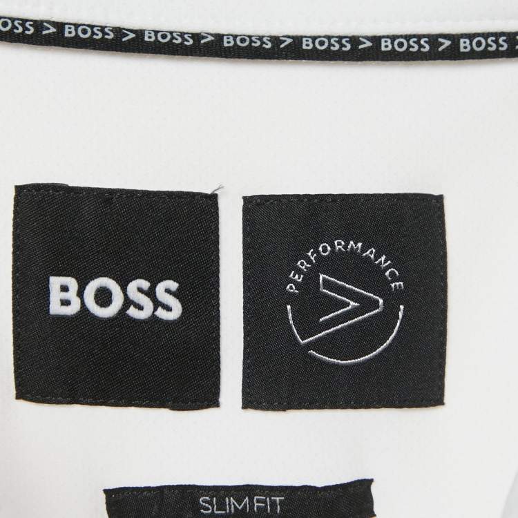 Pre Owned Boss By Hugo Boss White Jersey Button Front Shirt M