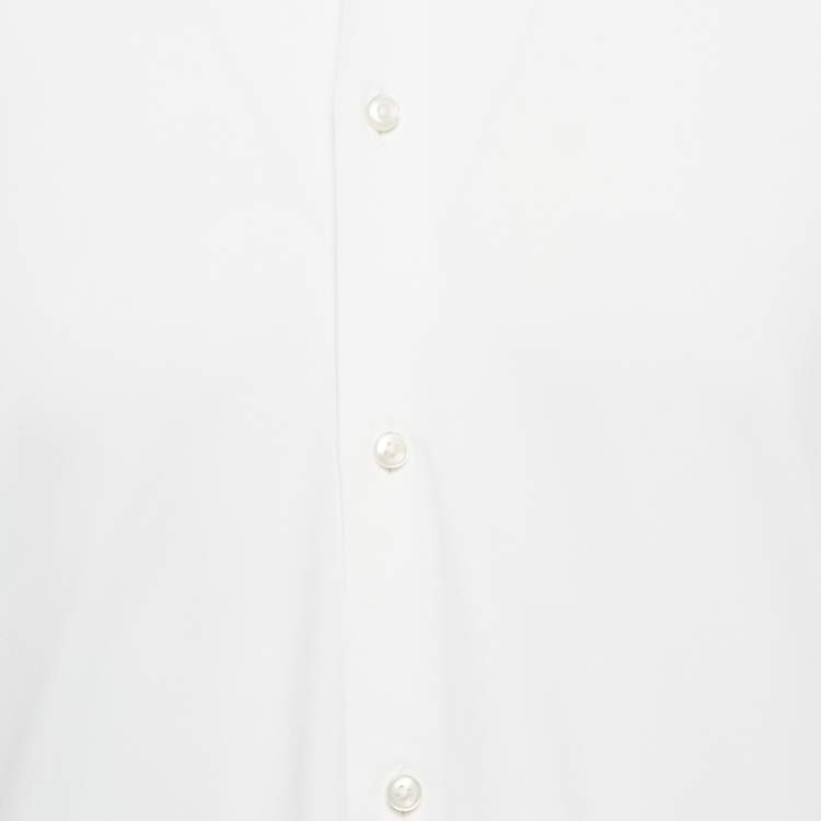 Pre Owned Boss By Hugo Boss White Jersey Button Front Shirt M