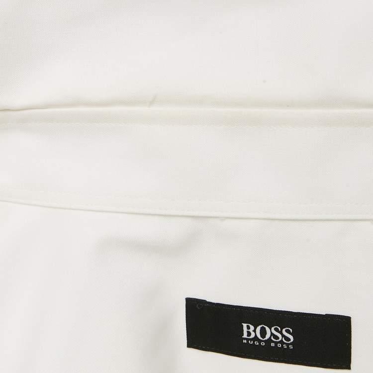 Pre Owned Boss By Hugo Boss Off-White Cotton Button Front Regular Fit Shirt S