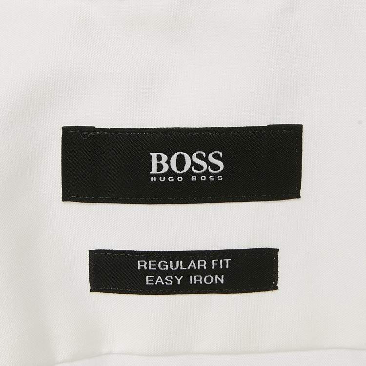 Pre Owned Boss By Hugo Boss Off-White Cotton Button Front Regular Fit Shirt S