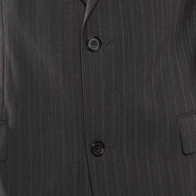 Pre Owned Boss By Hugo Boss Grey Pin Striped Wool Paolini Blazer L