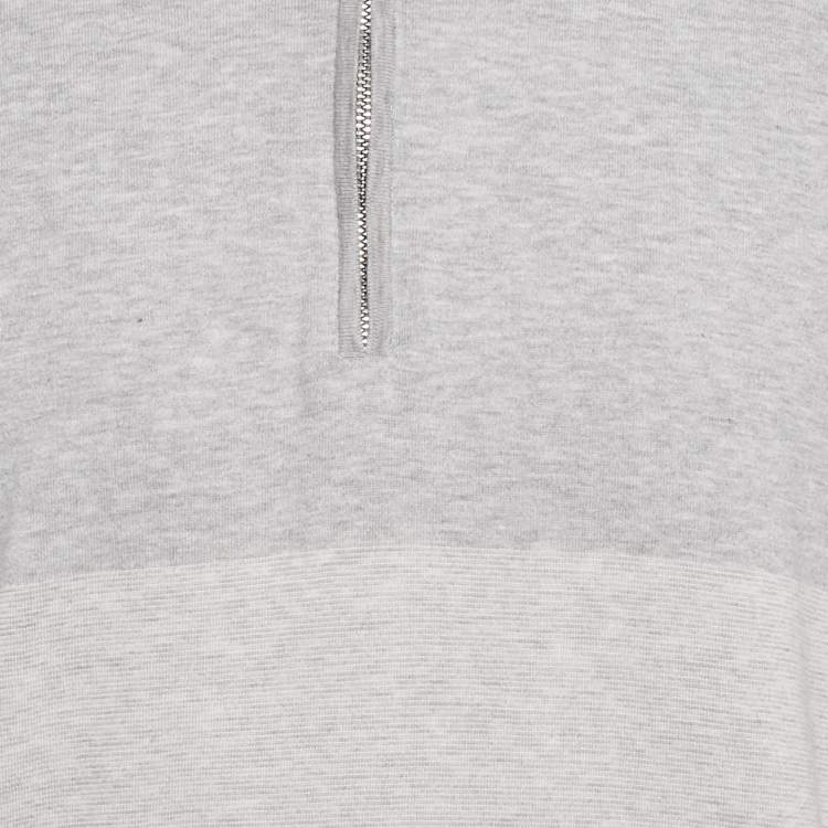 مملوكة مسبقًا Boss By Hugo Boss Grey Jersey Zip-Up T-Shirt XXL