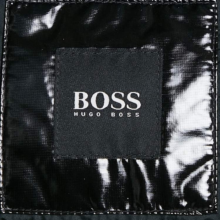 Pre Owned Boss By Hugo Boss Black Nylon Detachable Hood Quilted Down Jacket XXXL